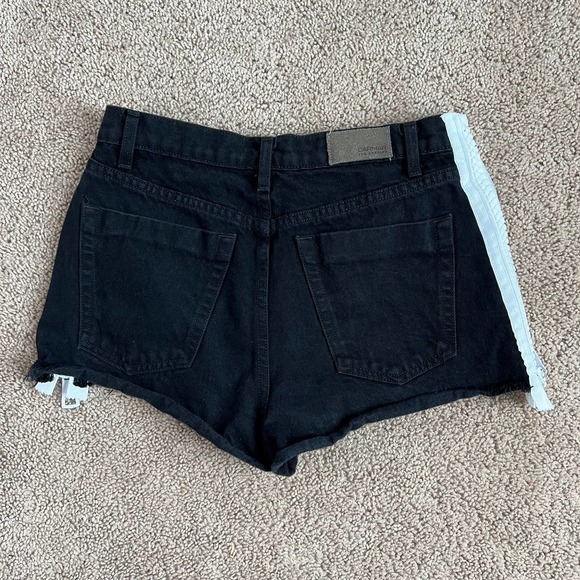 Carmar Titania Black Side Zip Button Fly Raw Hem High Rise Cotton Denim Shorts - Picture 3 of 4